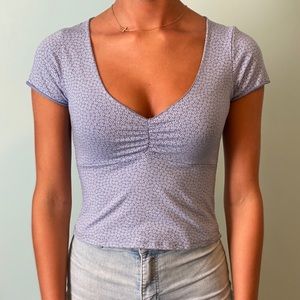 Blue Floral Brandy Melville Crop Top
